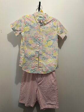 Janie and Jack Short Sleeve Button-Up Shirt and Shorts